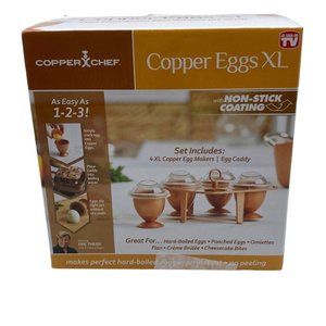 NWT NIB Copper Chef XL Cook Hardboiled Eggs Without Shell Non-Stick Set of 4